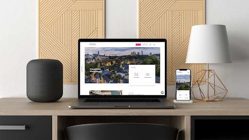 Modern Macbook Pro and iPhone X on Desk Mockup by Anthony Boyd Graphics