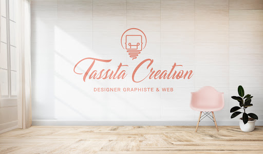 Pink chair and a plant against a wall mockup